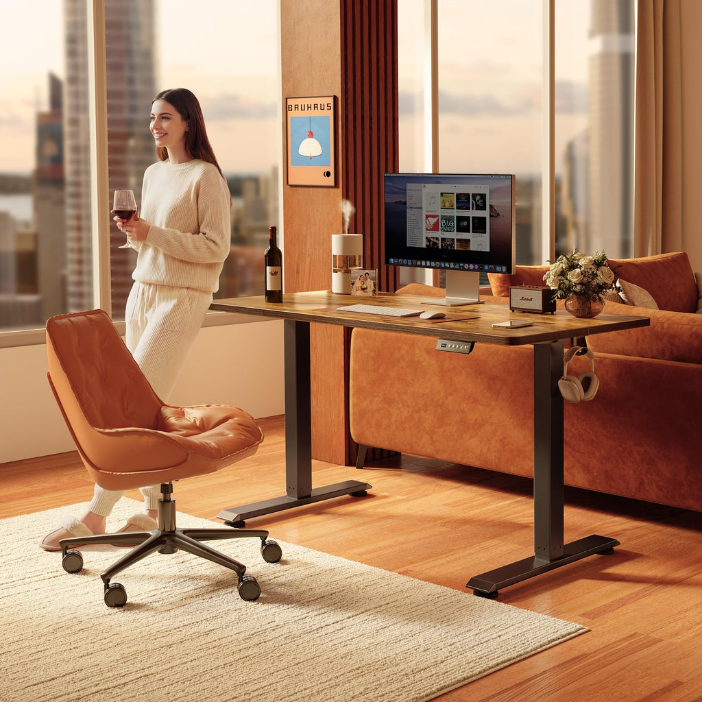 Standing Desk 48 × 24 Inch Electric Height Adjustable, Rustic Brown