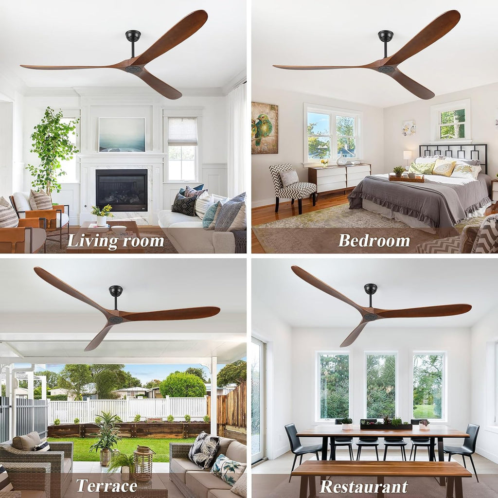 Inspired Maverick Style 88" Ceiling Fan, Extra Large No Lights, 3 Wood Walnut Blades, DC Motor, Reversible Propeller Outdoor Ceiling Fan for Patios, Exterior House Porch, Farmhouse Gazebo with Remote Control A101-B0D9815C7D
