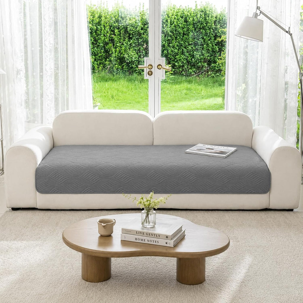 100% Cotton Quilted Couch Cover, Washable Sofa Cover Sofa Protector for Pets Kids, Soft Breathable Anti-Slip Sofa