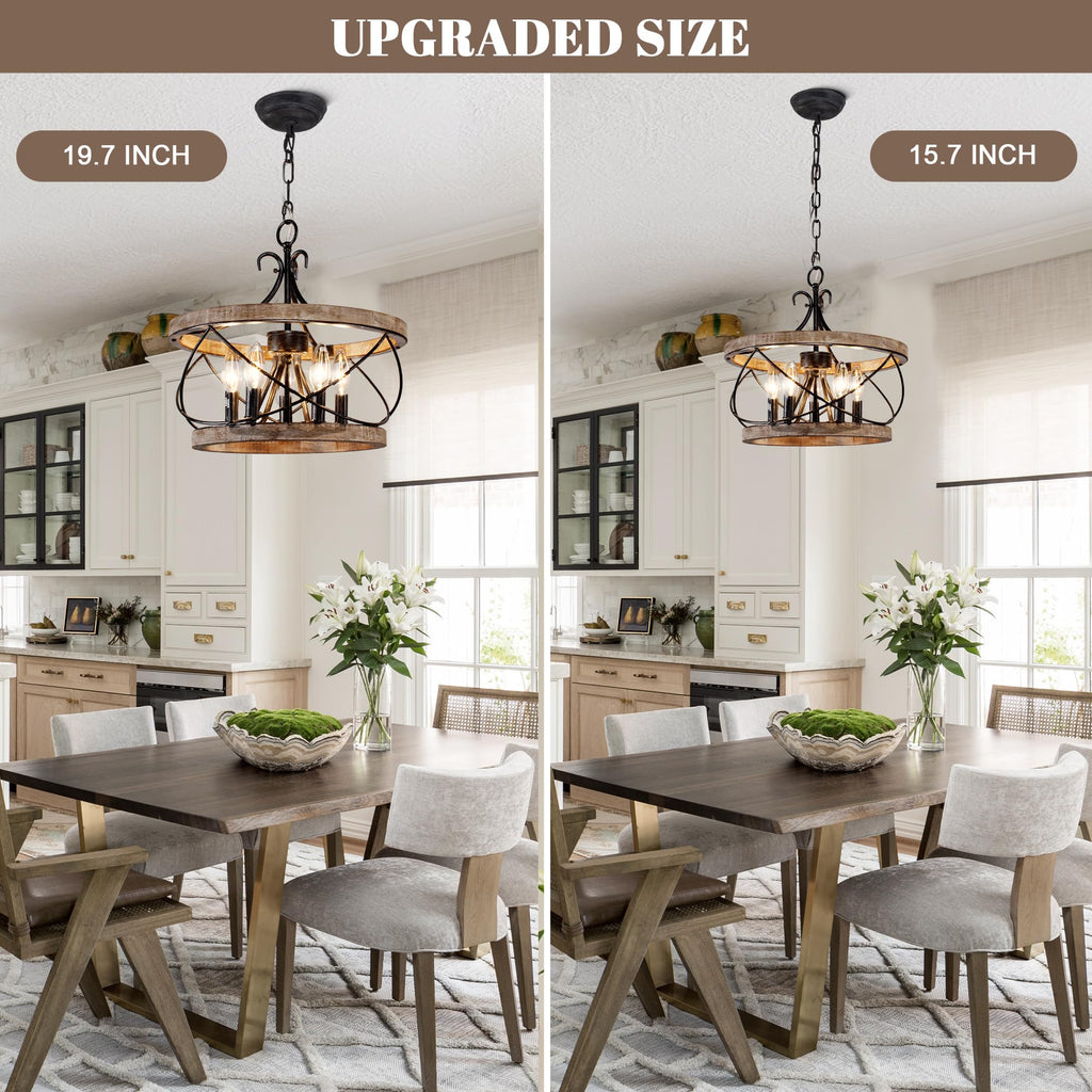 20" Wood Farmhouse Chandelier