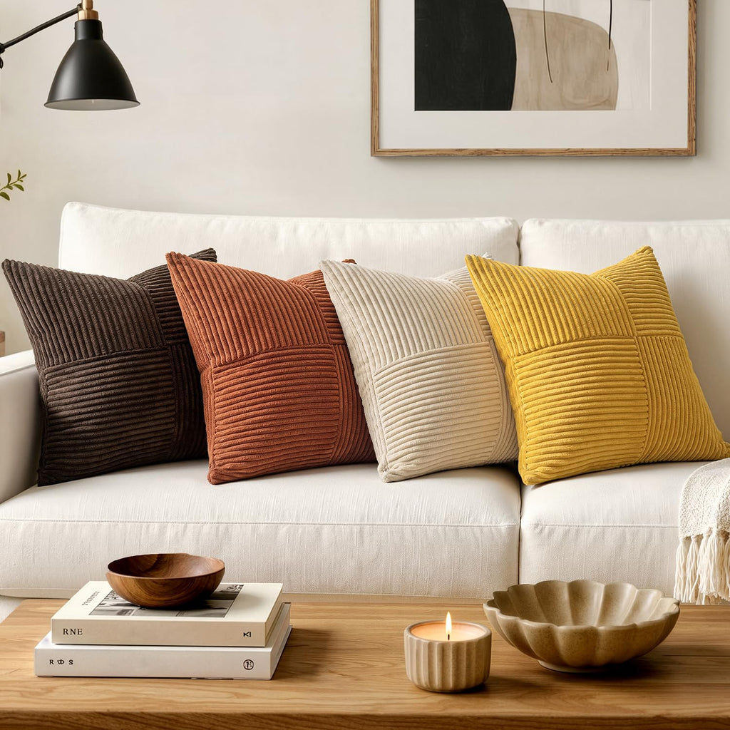 Mustard Yellow Decorative Throw Pillow Covers for Couch 18x18 Inch