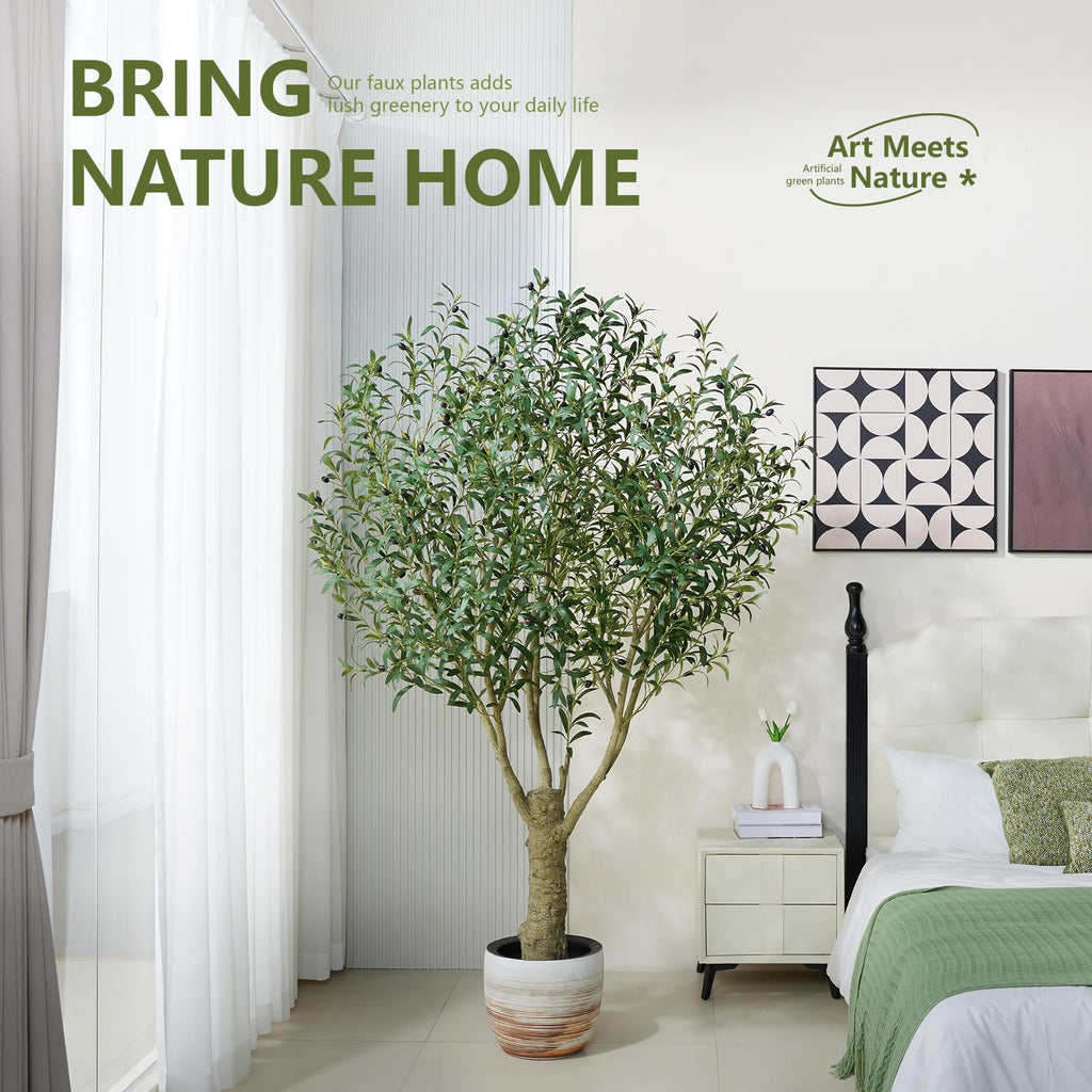 7FT UV-Resistant Artificial Olive Tree with Thick Trunk