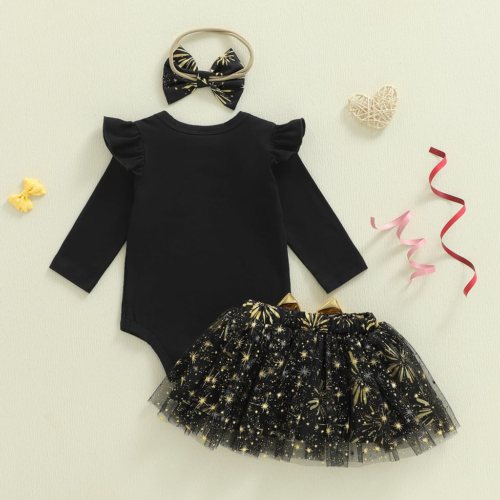 My First New Years Baby Girl Outfit Newborn 1st Letter Romper Fireworks Tulle Tutu Skirt Girl Baby Dress