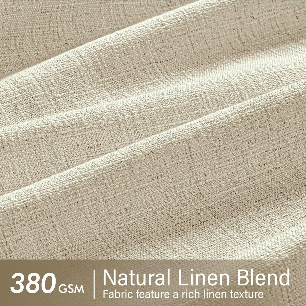 Pinch Pleated Linen Curtains 96 Inch Linen Beige Window Curtains