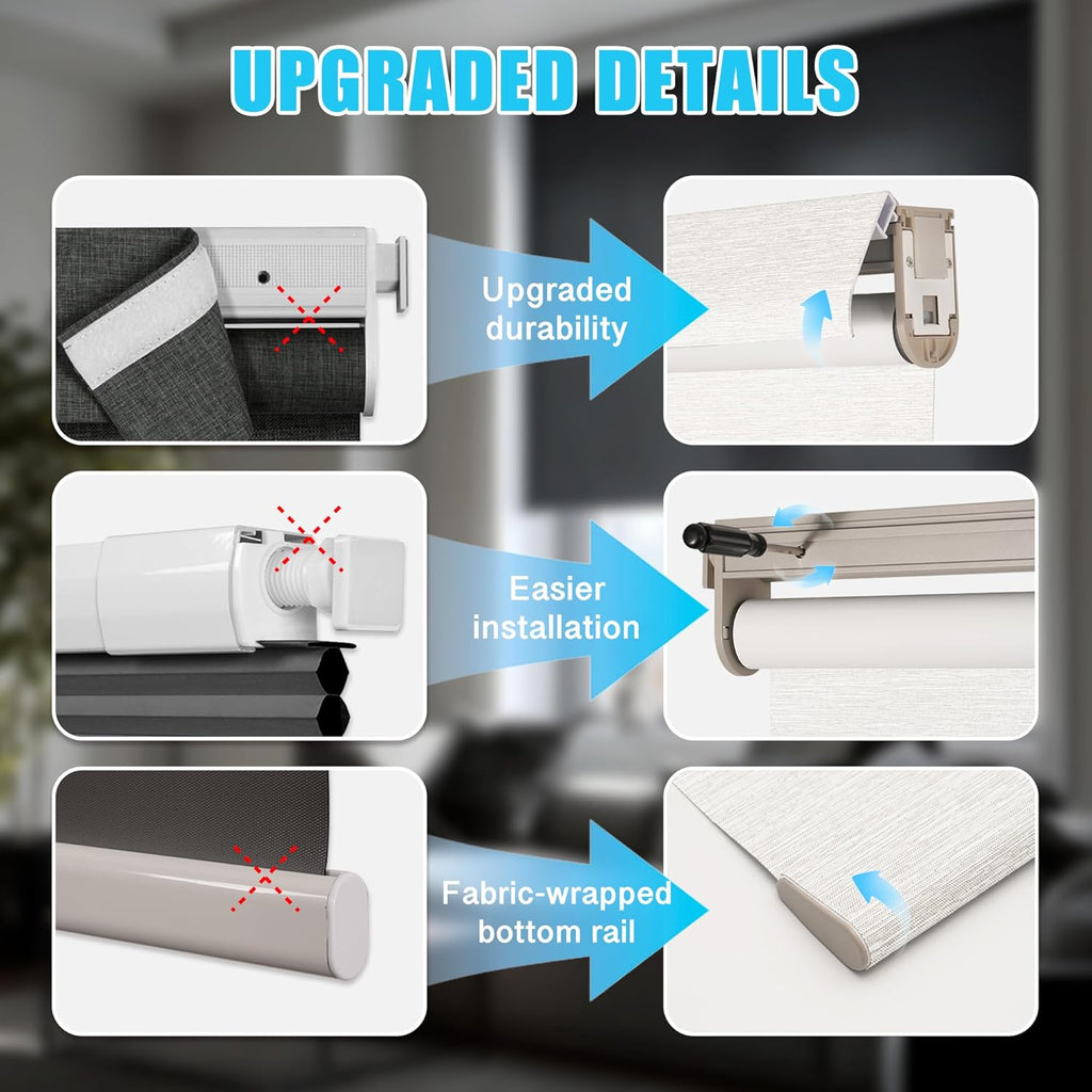 Blackout Roller Shades with Valance,White,20" W X 72" H | No-Drill Cordless Linen-Like Thermal Insulated Blinds, UV