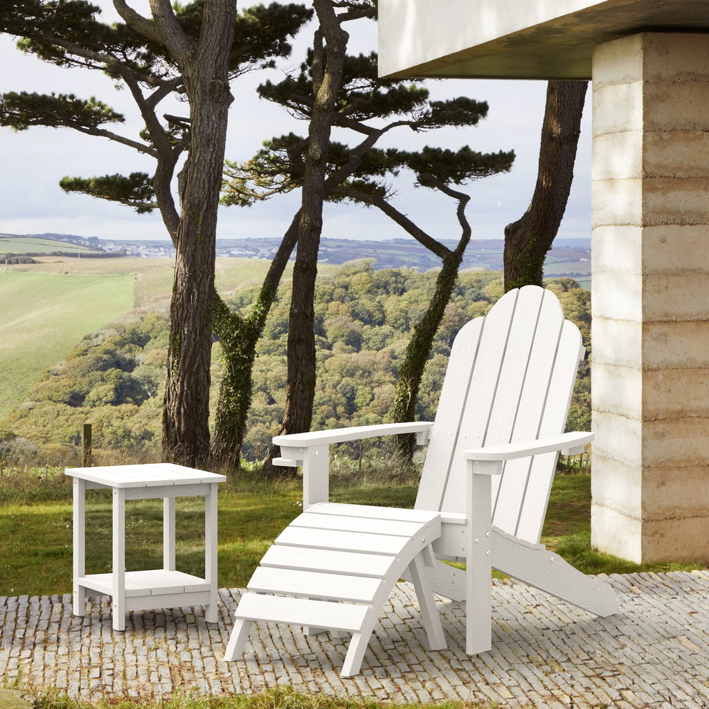 Outdoor Adirondack Chair, Cup Holder, Set of 4, White