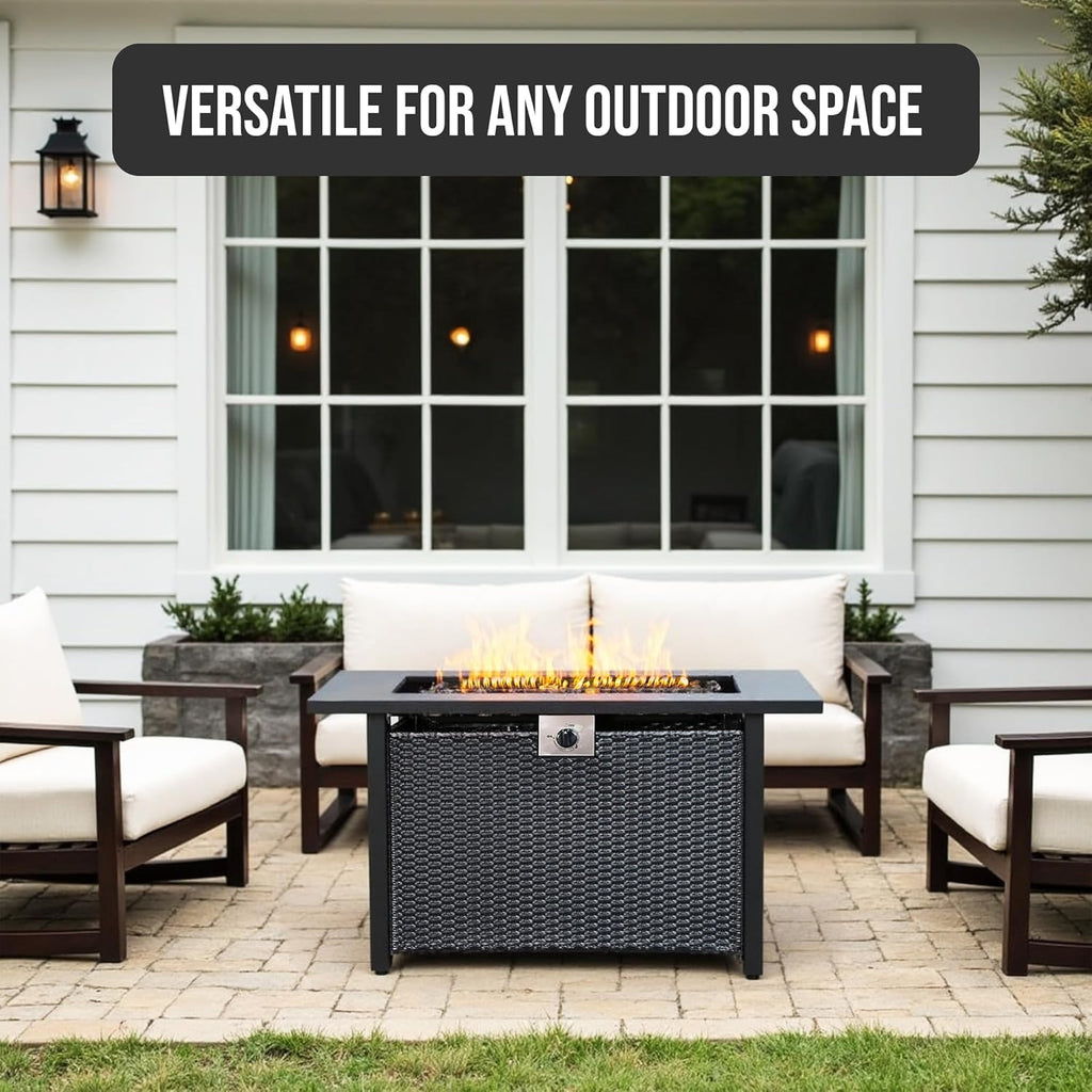 Propane Fire Pit Table - Rectangle 43 Inch Outdoor Firepit