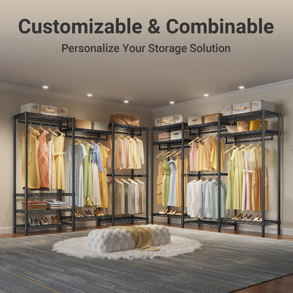 V5 Heavy Duty Clothes Rack, Freestanding Modular Closet System, Black