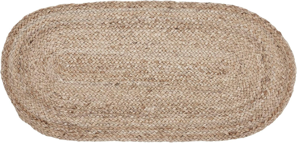 Jute Rug 17x36 w/Pad, Area Rug, Accent Rug, Floor Decor, Braided, Natural Collection, Oval, Natural