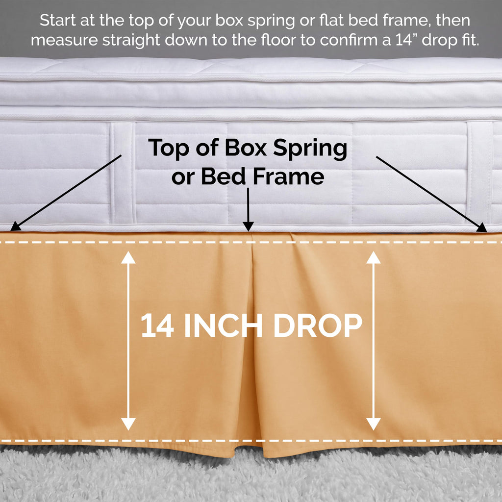 Pleated Queen Bed Skirt 14 Inch Drop Wrinkle Resistant Microfiber Gold