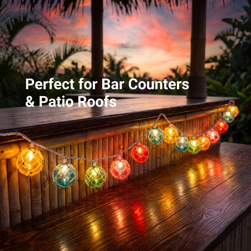 Tiki Lights Nautical Fishing Float Buoy String Lights, 9.8FT 10 Multicolor Mini Lantern Buoy Lights Plug in, UL