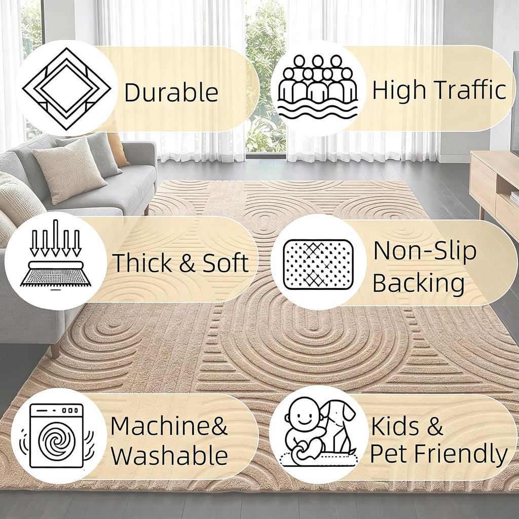 Brown Solid Color Area Rug, Large Modern Living Room Rug