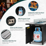 45″ Outdoor Propane Fire Pit Table – 50000 BTU Rectangular Patio Fire Table with Glass Wind Guard, Cover & Fire Glass – Modern Gray Steel Outdoor - Image 5