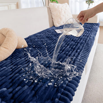 100% Waterproof Fuzzy Couch Cover for Dogs Navy Blue 27.6"x70.9"