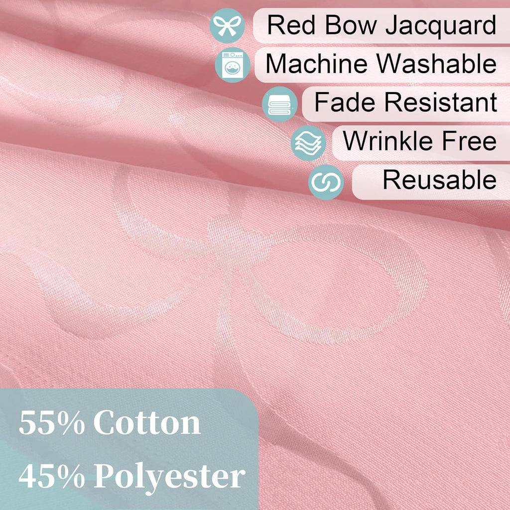 Pink Tablecloth Fabric (1PC, 60"x102"), 6ft Table Cover (8-10 Seat) - Cotton Polyester, Wrinkle Resi