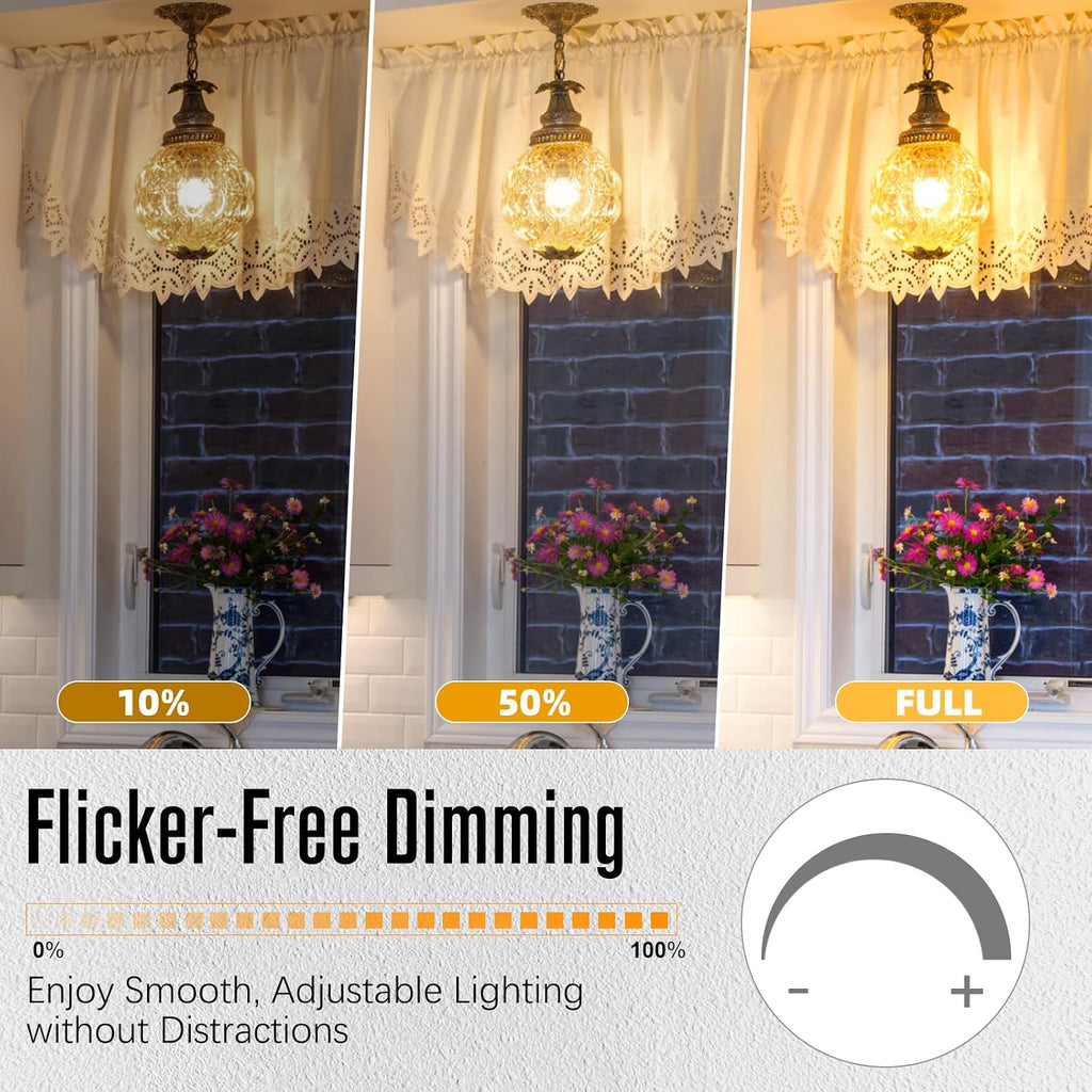 LED Edison Bulbs Dimmable, E26 Bulb 60 watt Equivalent, Soft White 2700K, ST58 Vintage Light Bulbs, 90+ CRI, 6W 600LM