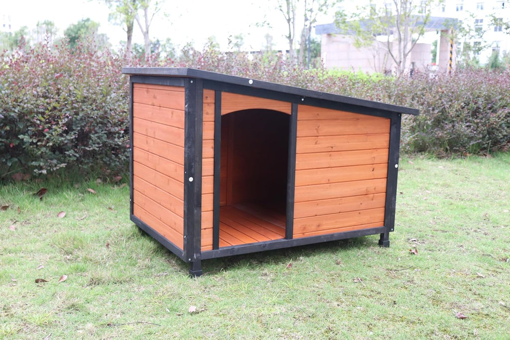 Wooden Dog House Outdoor Large Dog Kennel Weatherproof with PVC Roof