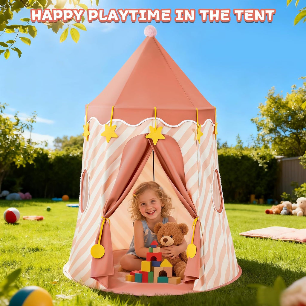 Kids Play Tent, Princess Castle Pop Up Tent Kids with Star and Window, Portable Toddler Play Tent Indoor