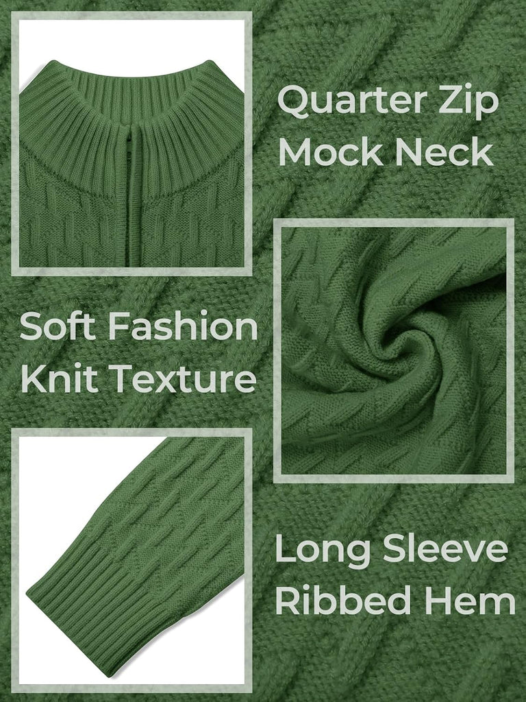 Boys Quarter Zip Sweater Textured Knit Mock Neck Pullover Tops