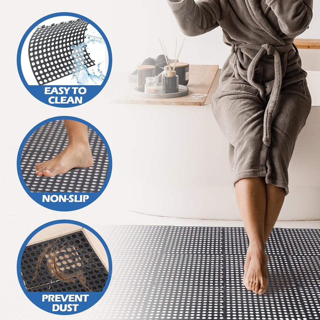 50 Pcs 11'8 x 11'8 Inches Interlocking Drainage Tiles Dry Deck with Drain Holes Non Slip Floor Mats TPE Soft for