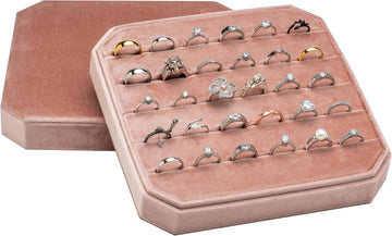 Multiple Velvet Ring Storage Organizer Display Tray Jewelry Box