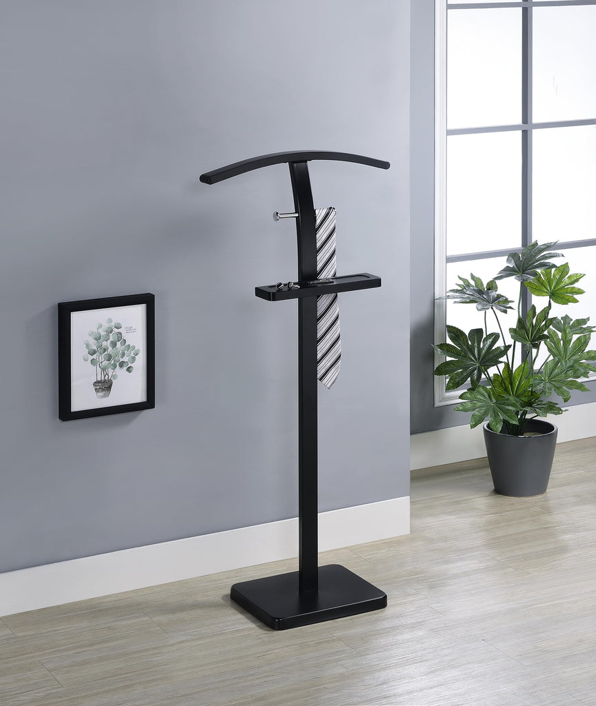 Metal Suit Valet Stand, Clothes Rack, Clothing Organizer, Jacket Hanger (Black)