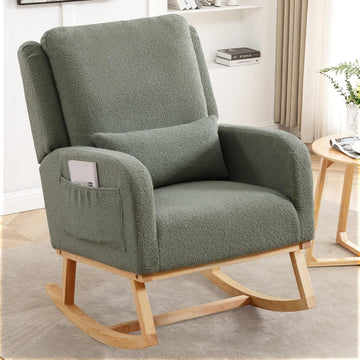 Rocking Chair Nursery, Teddy Nursing Rocking Chairs, Upholstered Nursery Glider Rocker for Mom Nursery Morden Accent