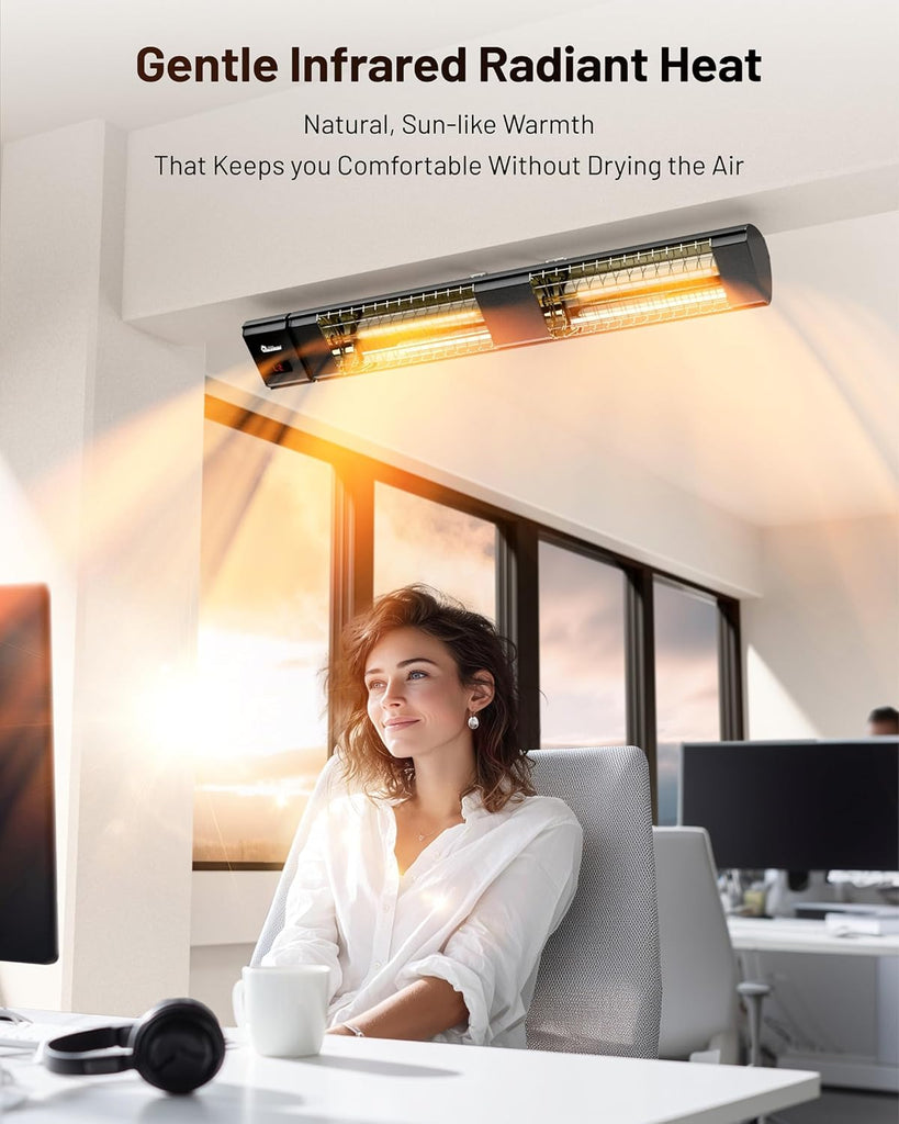 DR-239 3000W Indoor & Outdoor Infrared Patio Heater, Wall or Ceiling Mount, IP55 Weatherproof, Commercial or