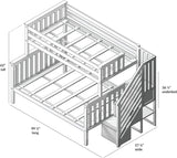 Bunk Bed, Twin-Over-Full Bed Frame For Kids With Stairs, White