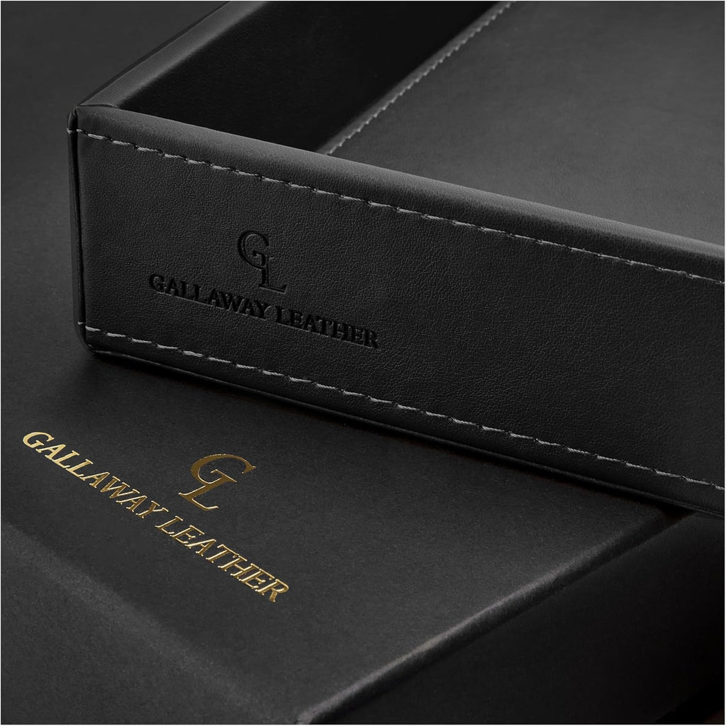 Valet Tray for Men - Nightstand Organizer EDC Tray for Wallet and Keys - Dresser Leather Catchall Dump Key Tray