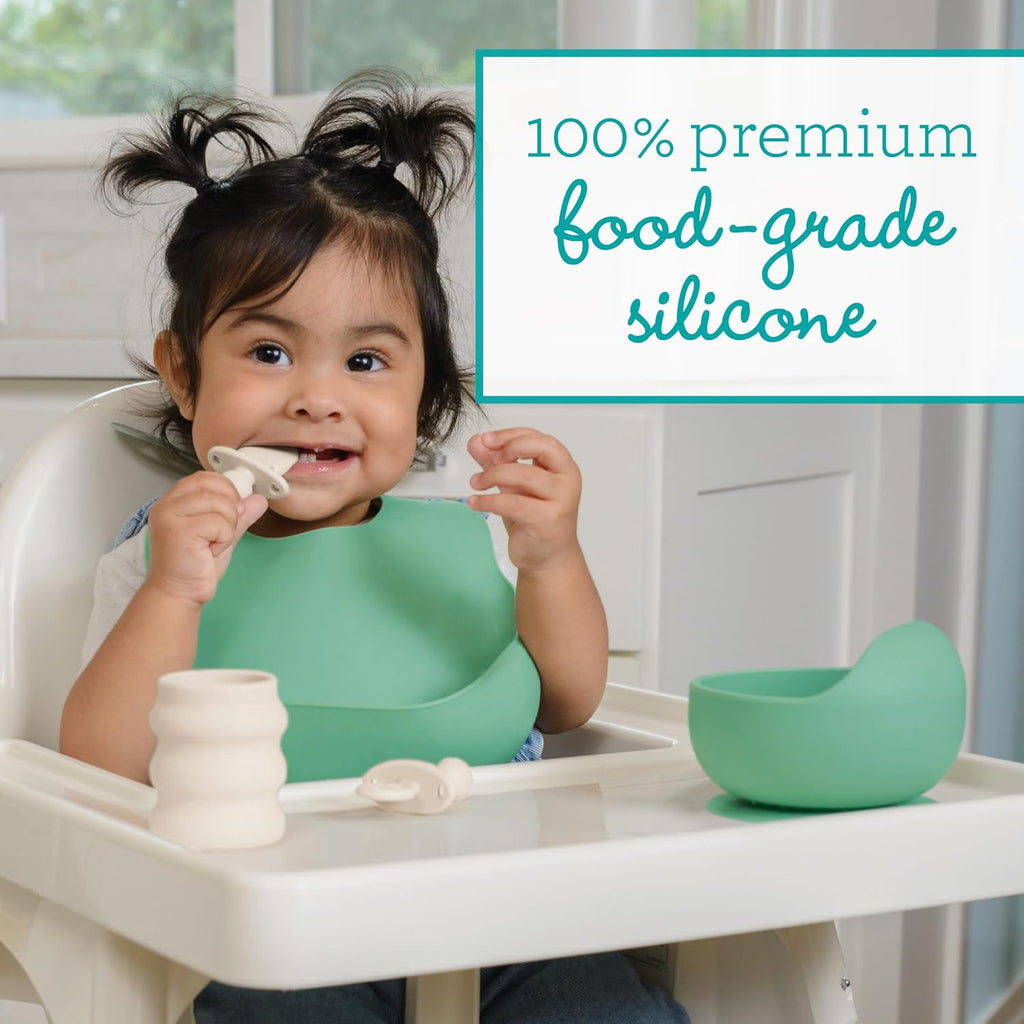 Baby Led Weaning Kit, Piece Essentials Set - Includes Silicone Bib, Suction Bowl, Training Cup & Spoons, BPA-Free &