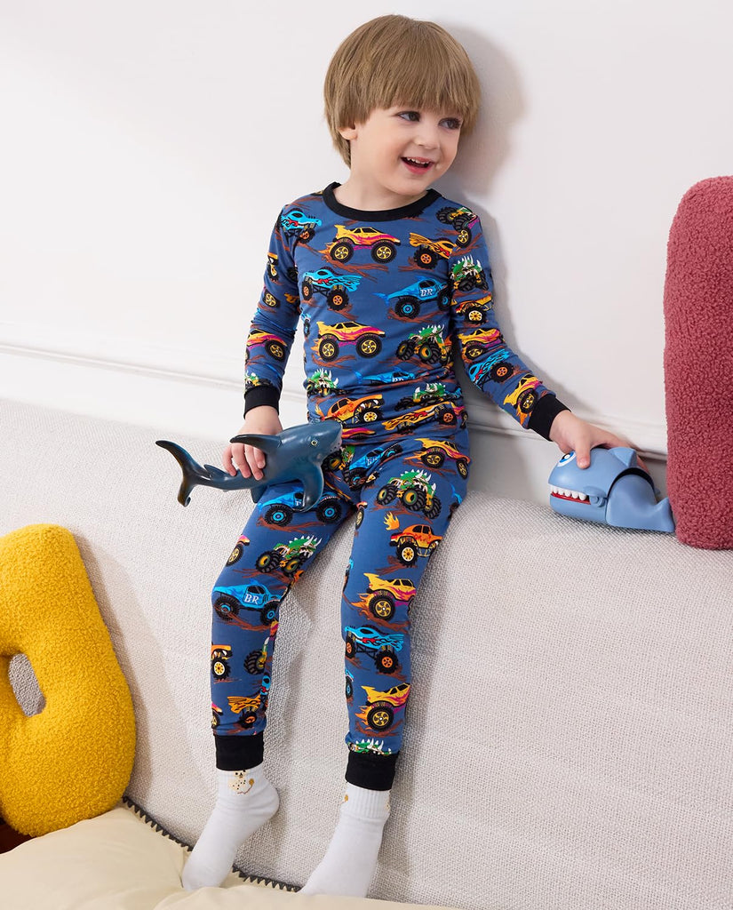 Bamboo Viscose Toddler Kids Pajamas Set, Long Sleeve Boys