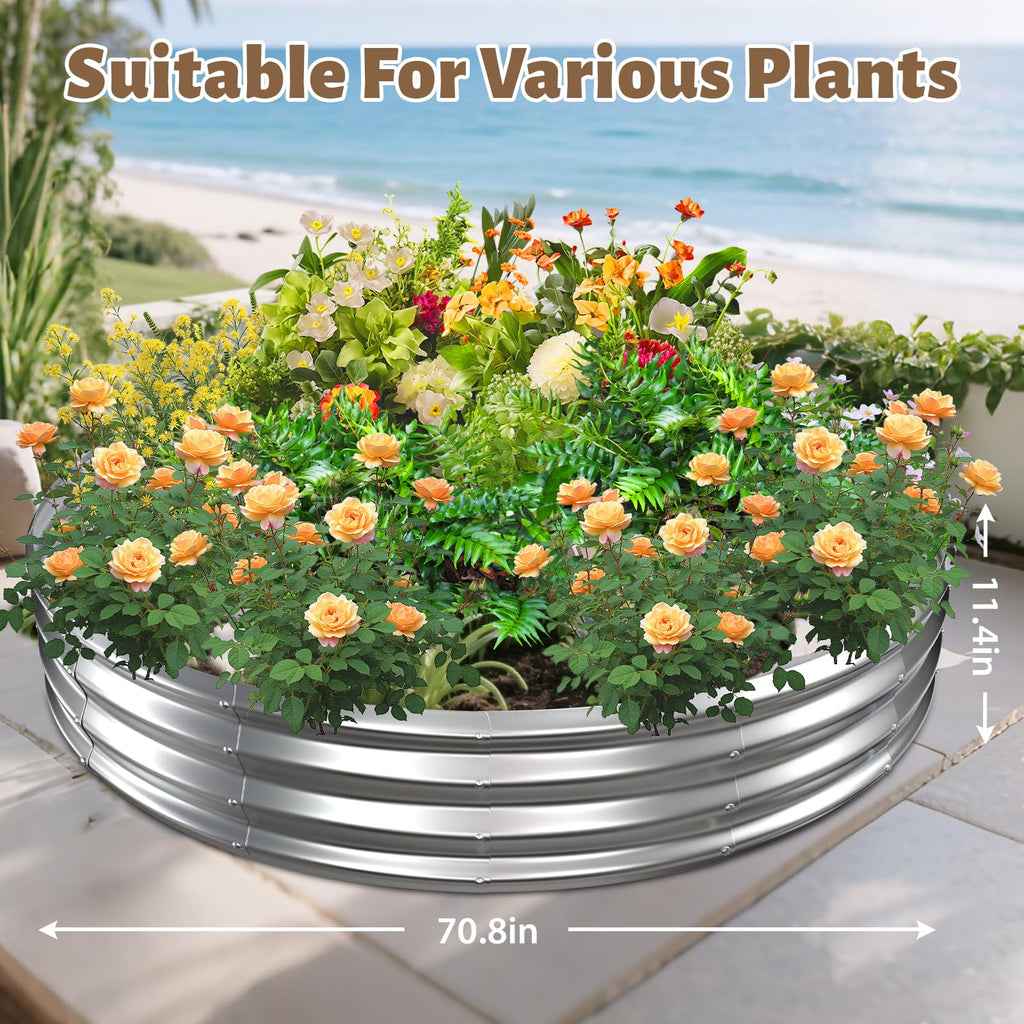 72" Round Galvanized Steel Fire Ring Pit/Raised Garden Bed Kit