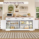 63" Buffet Cabinet with Storage, Large Sideboard Buffet Cabinet with 2 Adjustable Shelves and 4 Doors