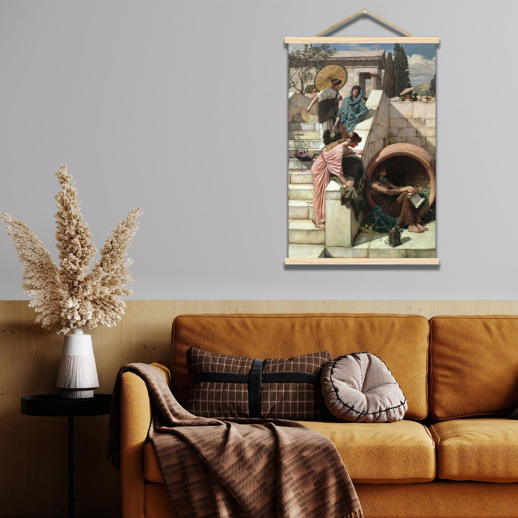 John William Waterhouse Print - Diogenes Canvas Wall Art - Classic Romantic Oil Painting Reproduction Wooden Frame