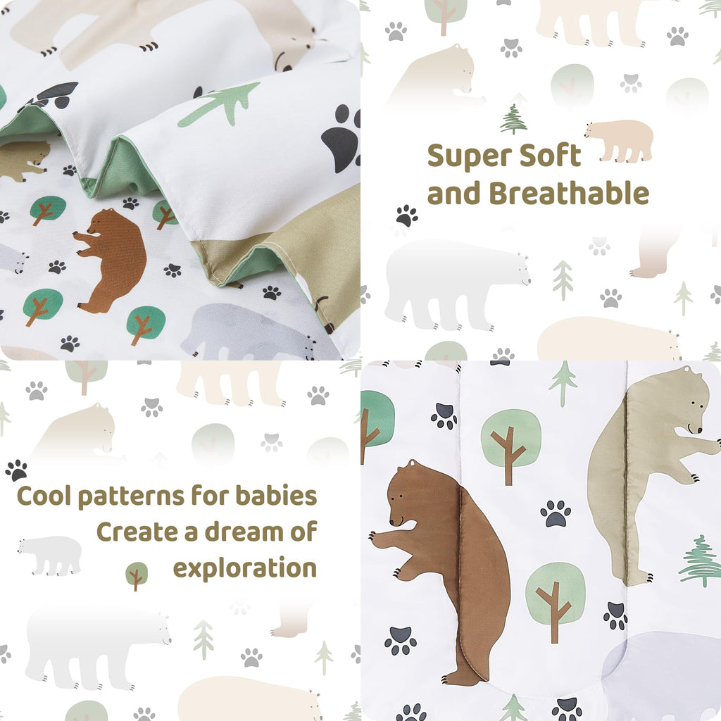 Toddler Bedding Set, Toddler Bed Comforter Sets for Girls, Toddler Bed Set, Forest Bear Printed