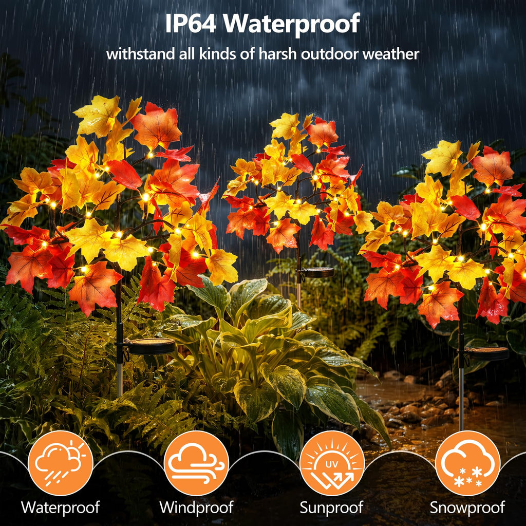 4 Pack Fall Solar Lights Outdoor Decorative