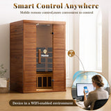 2 Person Infrared Sauna for Home, Smart App Control Home Sauna with WiFi & Bluetooth, Low EMF 1500W/120V LCD Heater