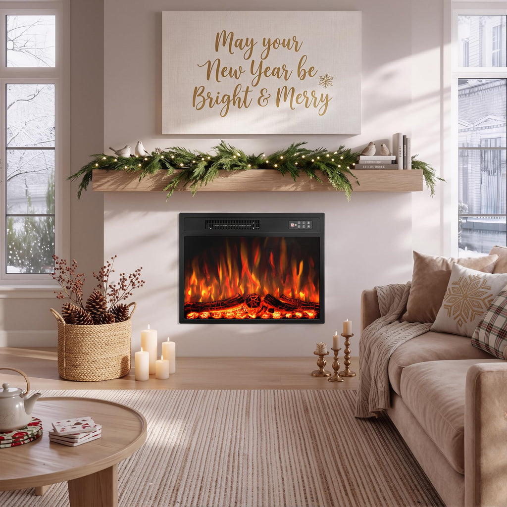 23 inch Electric Fireplace Insert, Fireplace Heater with Remote Control
