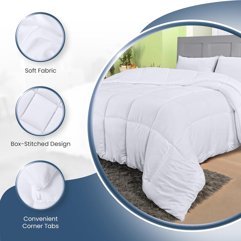 Comforters Queen, All Season Duvet Insert, Down Alternative Box Stitched Bed Comforter with Corner Tabs