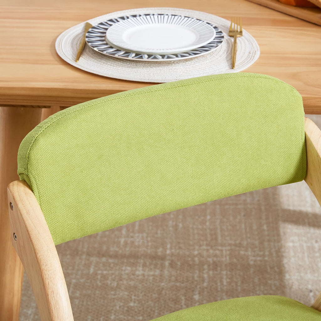 6-Pack Folding Chairs with Cushion, Linen Padded Foldable Chairs, Raw Wood Frame, Ideal for Indoor/Outdoor Use