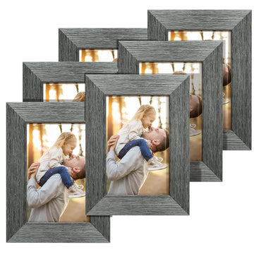 4x6 Picture Frame Set of 6, Rustic Grey Farmhouse Collage Photo Frame
