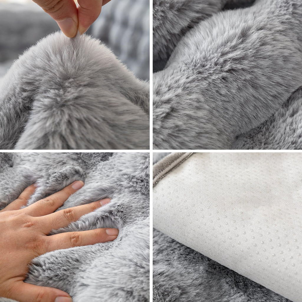 Faux Fur Sofa Cover, Rabbit Plush Couch Cover, Non-Slip Couch Covers Washable, Cosy Plush Sofa Slipcover, Furniture