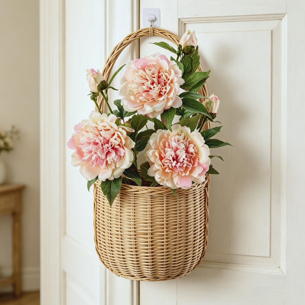 3Pcs Real Touch Artificial Peonies, Champagne Pink Faux Silk Flowers