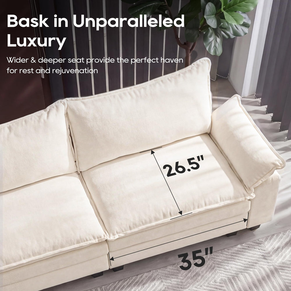 Oversized Modular Sectional Sofa, Ivory:116" V Shaped