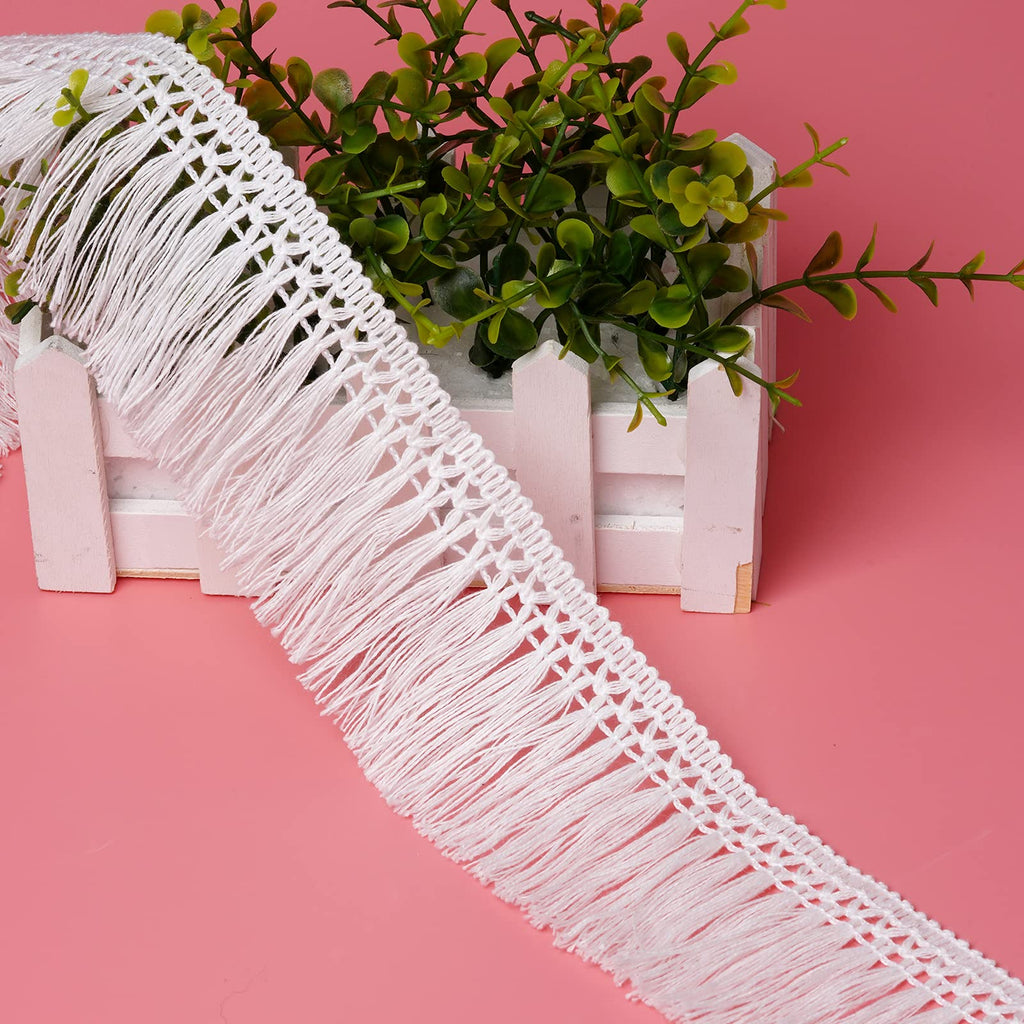 Cotton Tassel Fringe Trim, 10 Yards X 6cm Wide Sewing Trim, White