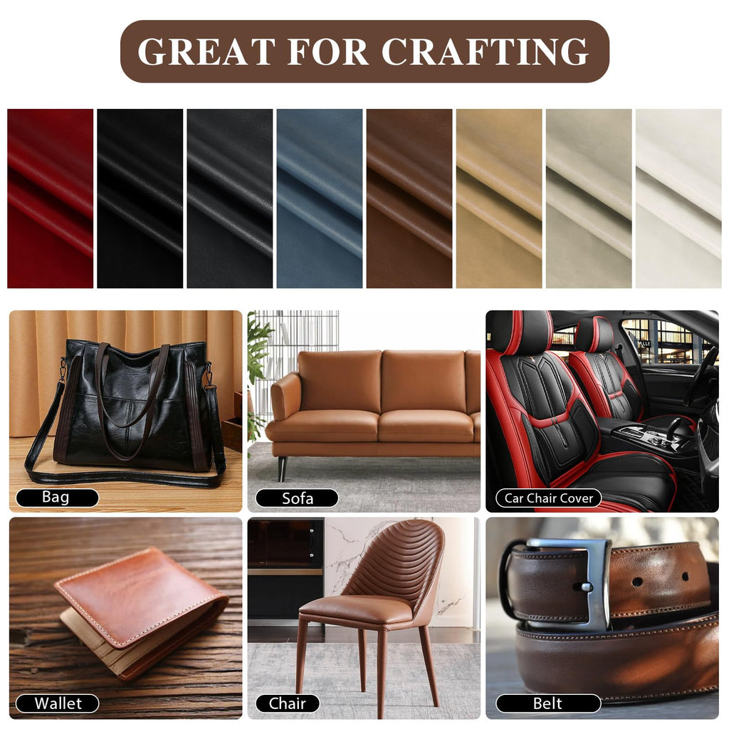 Faux Leather Fabric, 1.05mm Thick Vinyl Upholstery Soft Durable Synthetic Material PU Leather for Sofa Chairs Bags