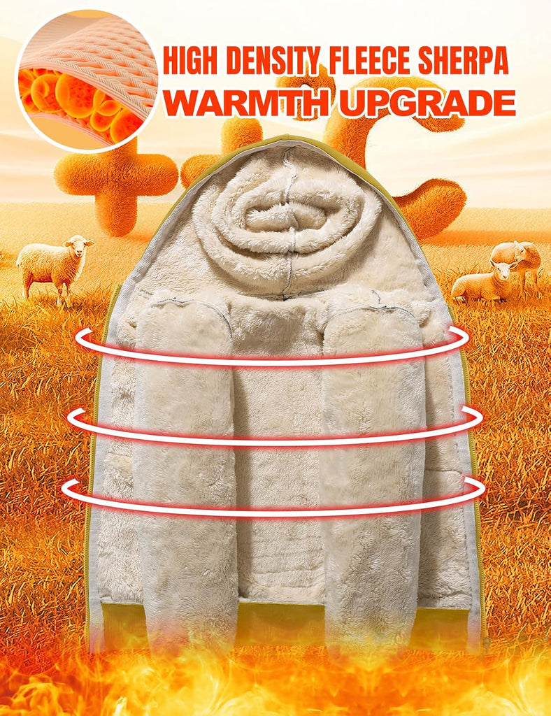 Kids Sherpa Lined Zip Up Hoodie Winter Warm Fleece Jacket