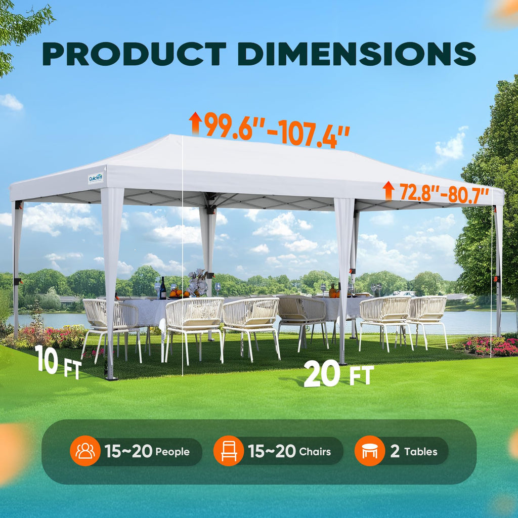 10x20 Pop Up Canopy with 6 Sidewalls & Mesh Windows