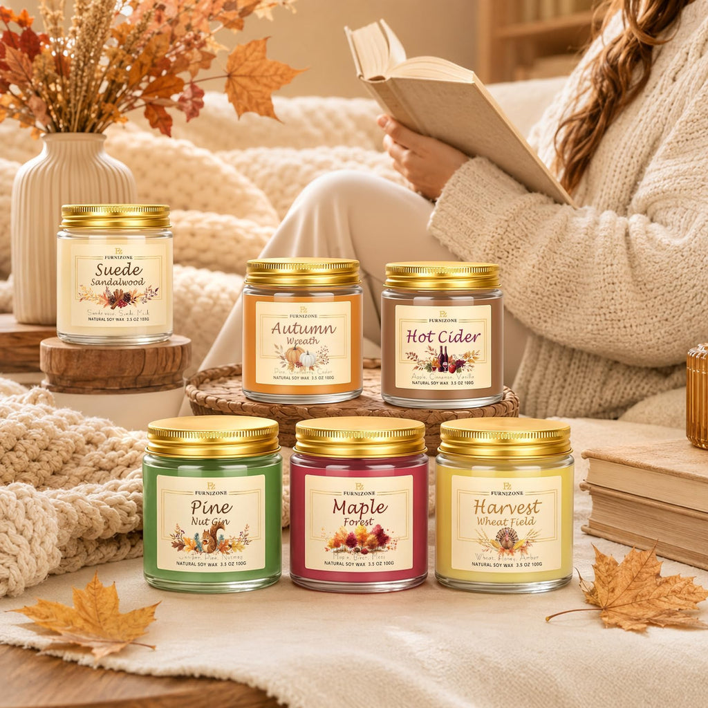 Fall Candles Scented, 6Pack Fall Scented Candle Gift Set for Women